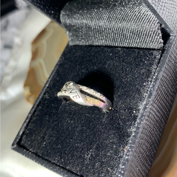 STERLING SILVER BRADFORD EXCHANGE CZ LOVE CROSS OVER RING SIZE 7.5 - Picture 2 of 5